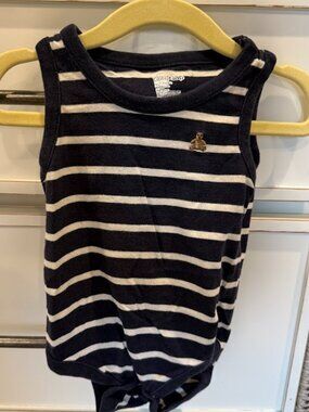 Baby Brannan GAP Blue/White Striped Tank Onesie | 6-12M